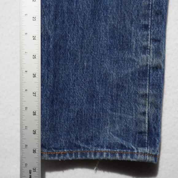 Levi’s Distressed 501 Button Fly Blue Jeans 30x32 100% Cotton - Picture 8 of 16